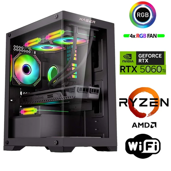 Xaser SovaX20 Ryzen 5 5600 32GB Ram 1TB M.2 NVMe SSD 16GB RTX5060Ti Oyuncu Tavsiye Sistem ürün görseli 1
