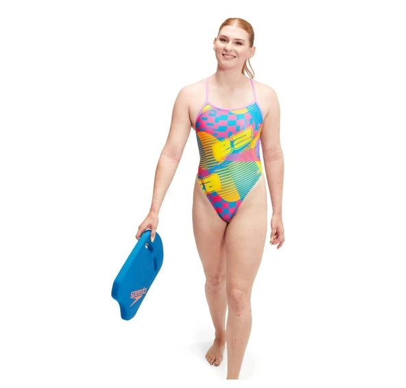 Speedo Lov Dıgı Vbk Kadın Yüzücü Mayosu Sarı-Mavi ürün görseli 1
