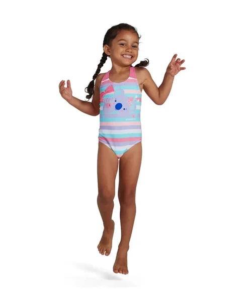 Speedo Koko Koala Desenli Çapraz Sırtlı Kız Çocuk Mayosu Mavi ürün görseli 1