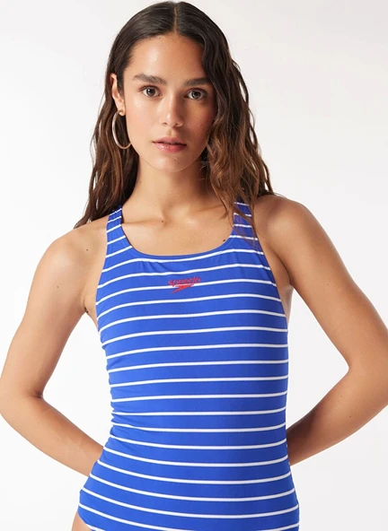 Speedo Eco Baskılı Madalyalı Kadın Mayosu Mavi ürün görseli 1