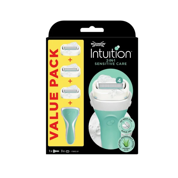 Wilkinson Sword Intuition Sabunlu 4 Bıçaklı Tıraş Bıçağı Sapı + 3 Yedek Başlık ürün görseli 1