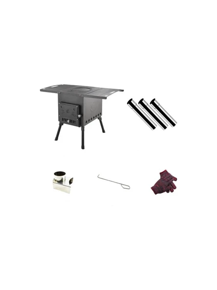 Northopia Yüksek Kalite Portatif Döküm Çadır Sobası Şömine Görünümlü Dış Bahçe Outdoor Kamp Karavan Soba ürün görseli 1