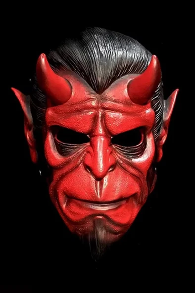 Beysüs Cadılar Bayramı Halloween Maskesi Hellboy Kırmızı Boynuzlu ürün görseli 1