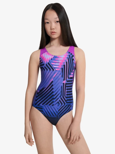 Speedo Digital Baskı Kız Çocuk Yüzücü Mayosu Pembe-Mor ürün görseli 1