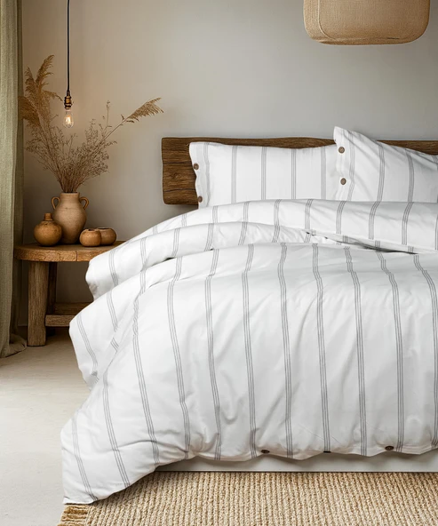 Cotton Collection Tek Kişilik Çizgili Nevresim Seti Seroya ürün görseli 1