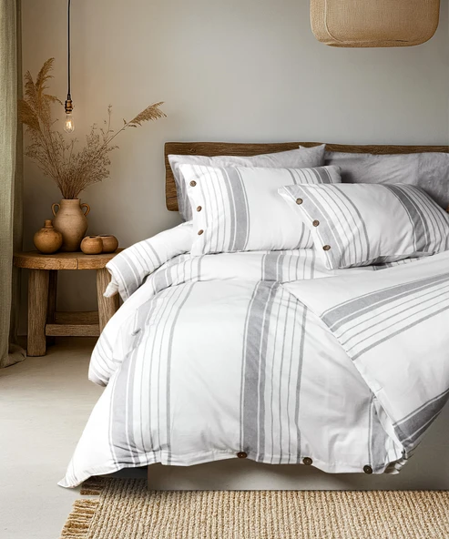 Cotton Collection Tek Kişilik Çizgili Nevresim Seti Mistray ürün görseli 1