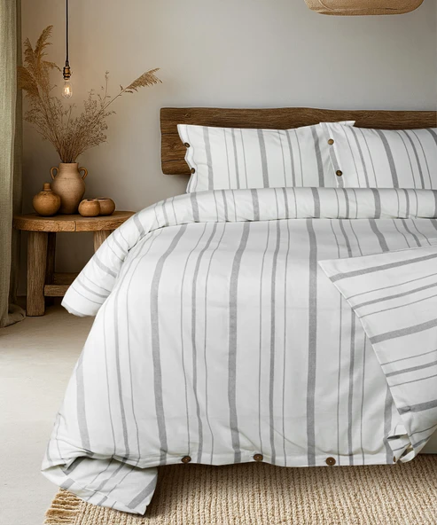 Cotton Collection Çift Kişilik Çizgili Nevresim Seti Solinea ürün görseli 1