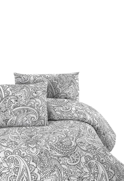 Cotton Collection Ranforce Çift Kişilik Nevresim Seti Şal Gri ürün görseli 1
