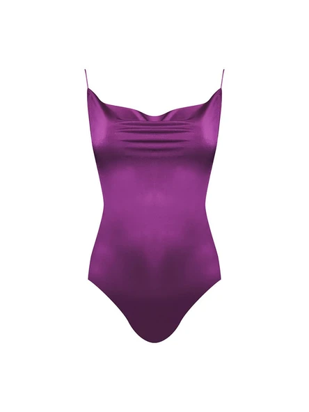 Rivus Ip Askılı Degaje Yaka Bodysuit - Mürdüm ürün görseli 1