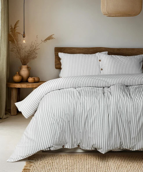 Cotton Collection Çift Kişilik Çizgili Nevresim Seti Reveboheme ürün görseli 1