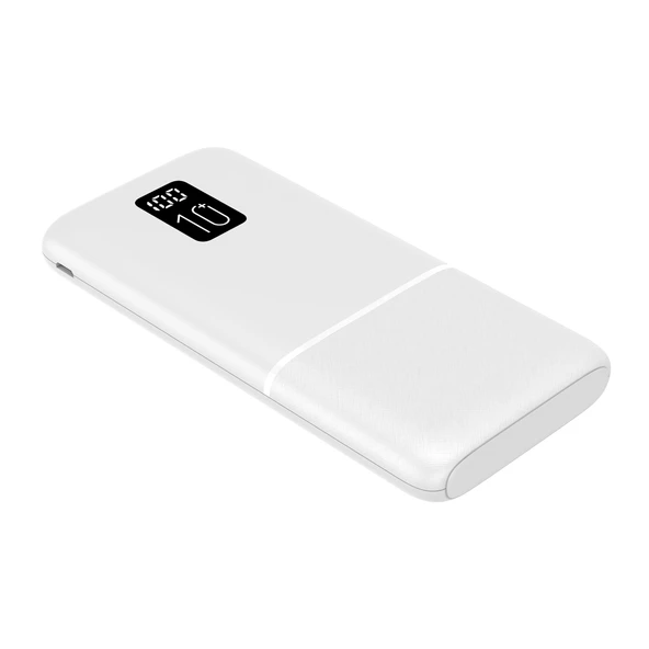Led Ekranlı Slim 10000mAh Powerbank Taşınabilir Şarj Cihazı Type-C / 2 USB / 3 Port Çıkış / Output 2.1A Beyaz ürün görseli 1