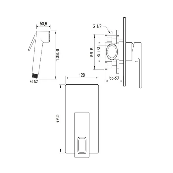 VALTEMO QUATRO SQUARE ANKASTRE SHUT-OFF BATARYA SETİ (KROM) - Resim 2