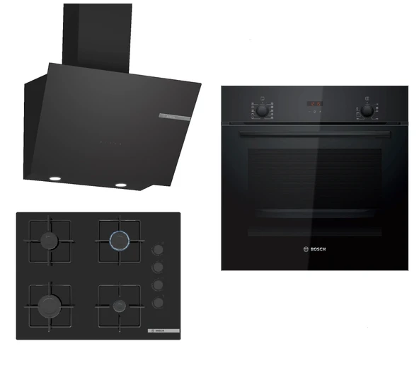Bosch HBF512BB1T - POP7C6P30O - DWK66PJ60T Siyah Ankastre Set ürün görseli 1