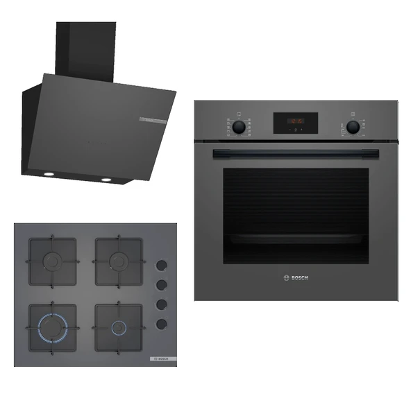 Bosch HBF512BH1T-POP6C9P30O-DWK66PJ70T Ankastre Gri 3 Lü Set 308 ürün görseli 1