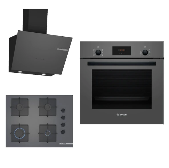 Bosch HBF512BH1T-POP7C9P30O-DWK66PJ70T Ankastre Gri 3 Lü Set 306 ürün görseli 1