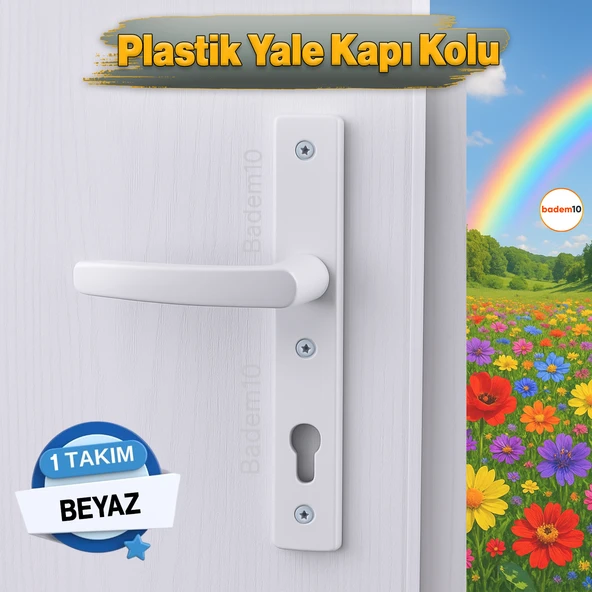 PVC 1 Takım Kapı Kolu Beyaz Balkon Banyo Tuvalet Wc Plastik Kulp Kilitsiz ürün görseli 1