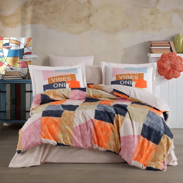 Hobby Çift Kişilik Poplin Nevresim Bermuda Oranj ürün görseli 1