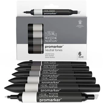 Winsor&Newton Promarker Neutral Tones Gri Tonlar Seti (6 Renk) ürün görseli 1