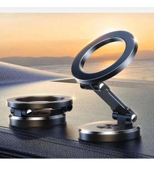 Katlanabilir Magsafe Mıknatıslı Metal Mini Araç Içi Telefon Tutucu 360 Derece Dönen ürün görseli 1