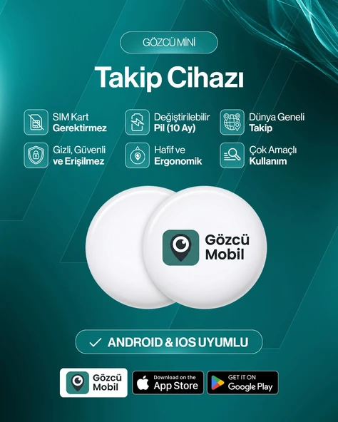 Gözcü Mobil Mini Ios Android Uyumlu Airtag Anlık Geçmişe Dönük Konum 30 Ay Pil Ömrü Gps Araç Motor Çocuk Akıllı Gizli Takip Cihazı (5-10 Dakika Aralıklı Sinyal Alır) ürün görseli 1