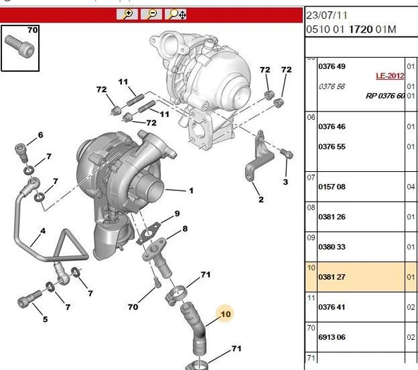 TURBO ARA HORTUMU PEUGEOT 207 308 407 16HDI DV6 0381.27 ürün görseli 1