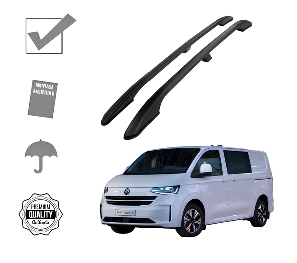 TRANSPORTER KOMBİ KISA ŞASE 2025 2026 2027 PORTBAGAJ TAVAN ÇITASI SİYAH ürün görseli 1