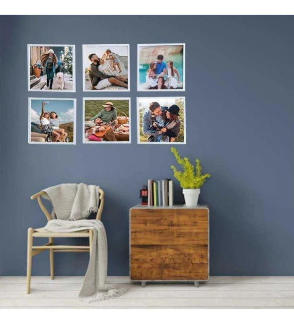 Kişiye Özel Fotoğraf Baskılı Yapışan Sök Tak Kare Çerçeve - Beyaz 3'Lü Paket ürün görseli 1