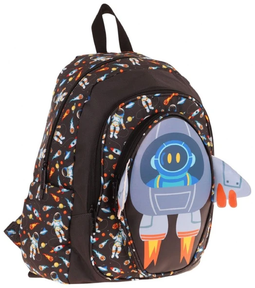 Kaukko Kids Üç Gözlü (Erkek Çocuk) Okul Sırt Çantası (3D Roket Detaylı) - L5264 ürün görseli 1