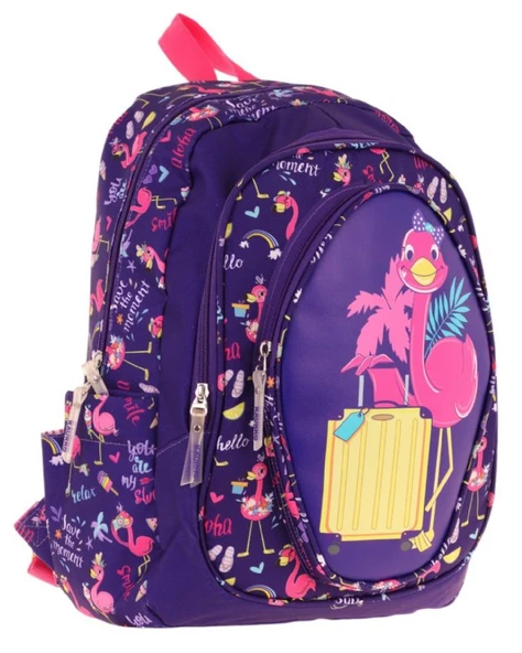Kaukko Kids Üç Gözlü (Kız Çocuk) Okul Sırt Çantası (Flamingo Detaylı) - L5223 ürün görseli 1