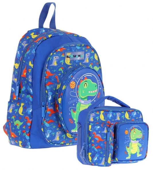 Kaukko Kids 3D Dinazor Detaylı Okul Çantası (L5262) ve Thermo Beslenme Çantası (L7262) Seti - Erkek Çocuk ürün görseli 1