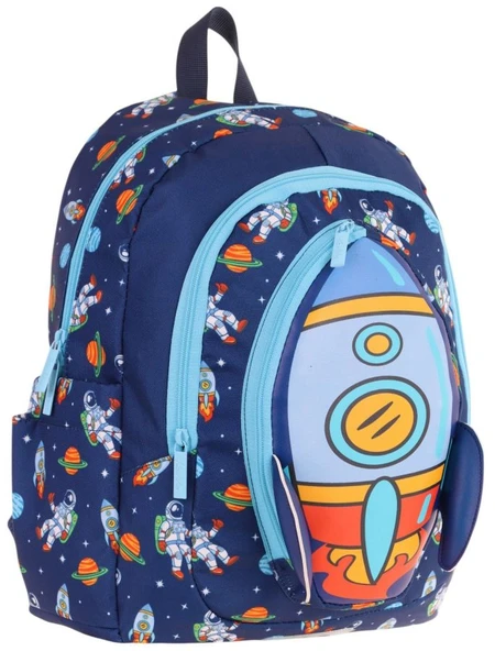 Kaukko Kids Üç Gözlü (Erkek Çocuk) Okul Sırt Çantası (Roket Detaylı) - L5260 ürün görseli 1