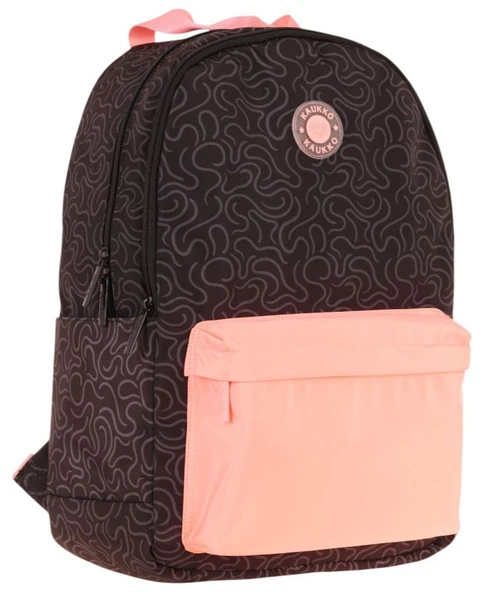 Kaukko Double Colors Üç Bölmeli Kız Çocuk Okul ve Günlük Sırt Çantası - Siyah Pembe - K1836 ürün görseli 1