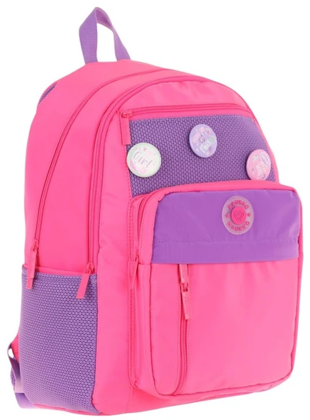 Kauko Holiday Kız Çocuk Altı Bölmeli Rozetli Okul Sırt Çantası - Pembe - K1830 ürün görseli 1