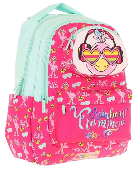 Kaukko Toys Kız Çocuk 3D Flamingo Şekilli İlkokul ve Günlük Sırt Çantası - Kırmızı Yeşil - L5235 ürün görseli 1