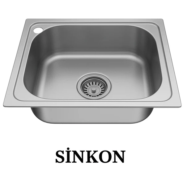 SİNKON Paslanmaz Krom Evye 40X50 Ankastre Eviye Sol Delikli ürün görseli 1