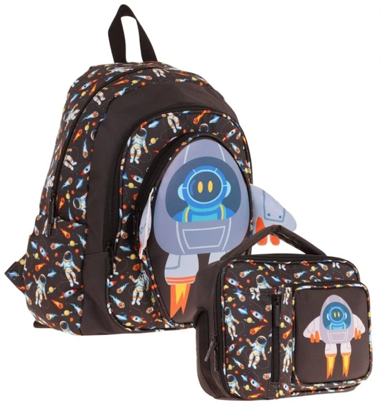 Kaukko Kids 3D Roket Detaylı Okul Çantası (L5264) ve Thermo Beslenme Çantası (L7264) Seti - Erkek Çocuk ürün görseli 1
