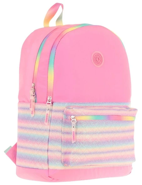 Kaukko Brush Üç Bölmeli Kız Çocuk Pembe Çok Renkli Okul Çantası - K1823 ürün görseli 1