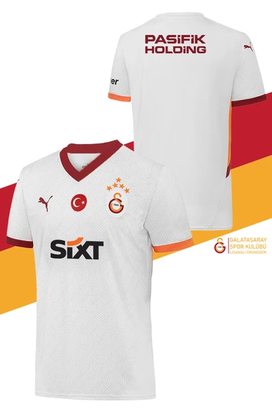 Galatasaray Orijinal Lisanslı 2024/25 5 Yıldızlı Beyaz Deplasman Taraftar Forma ürün görseli 1