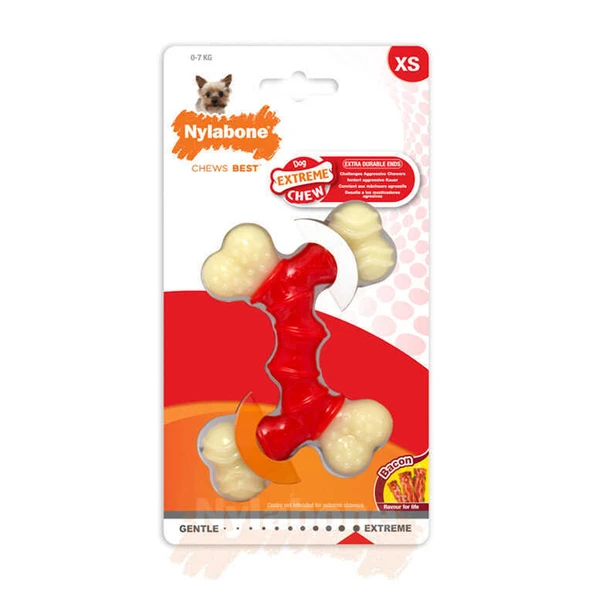 826484-Nylabone Domuz Pastırması Aromalı Köpek Çiğneme Kemiği XS 11 Cm ürün görseli 1