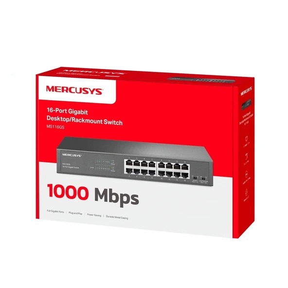 TP-LINK MERCUSYS MS116GS 16 PORT 10/100/1000 MASAÜSTÜ SWITCH ürün görseli 1