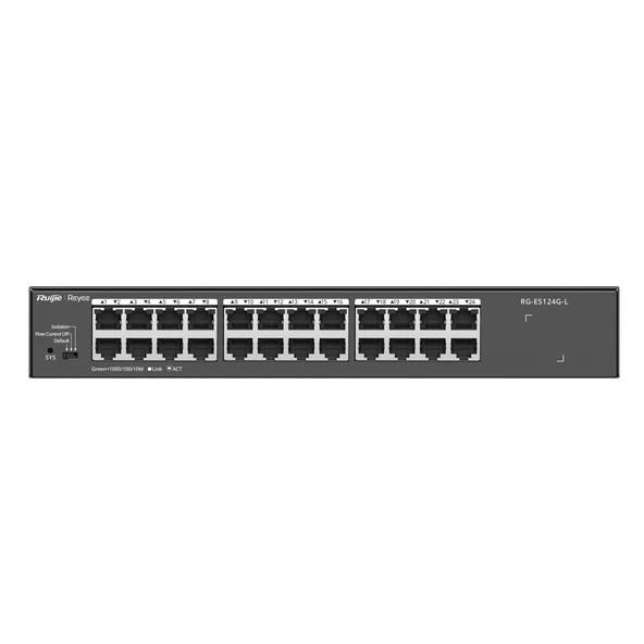 RUIJIE  REYEE RG-ES124G-L 24 PORT 10/100/1000 YONETILEMEZ RACK MOUNT SWITCH METAL KASA ürün görseli 1
