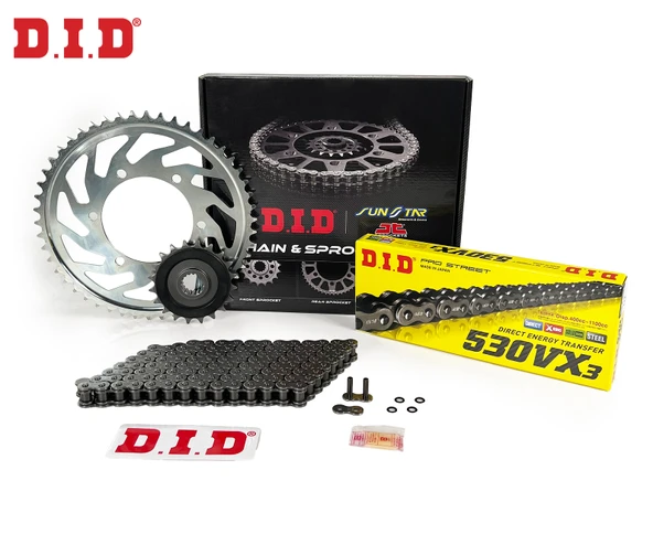 ZİNCİR DİŞLİ SETİ YAMAHA FZ6 / FAZER (600 cc)  (2004-2009) / YAMAHA / FZ6 / FAZER / 600cc / ZİNCİR: DID-530VX3 (Çelik)-118 / ÖN DİŞLİ: JT (16T)  / ARKA DİŞLİ: SUNSTAR (46T) / 2004-2005-2006-2007-2008- ürün görseli 1