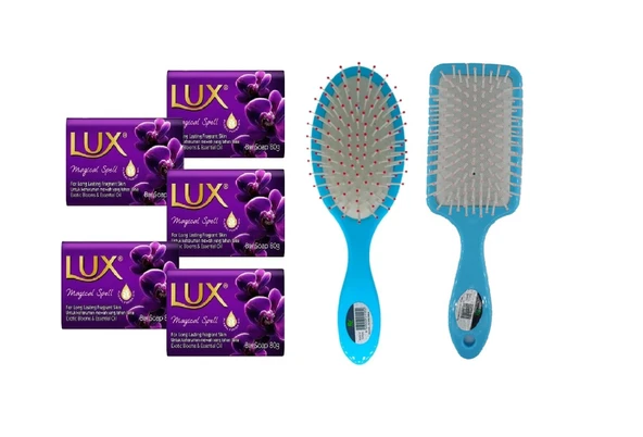 LUX Sabun 80 gr Magical Spell 5 Adet Sabun Saç Fön Fırçası Renkli Oval Saç Fırçası Tarak 1 + 1 Adet ürün görseli 1