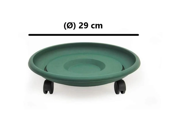 Omnipazar SO-TT02 Tekerlekli Saksı Tabağı No 2 Yeşil 3 Adet - Resim 2