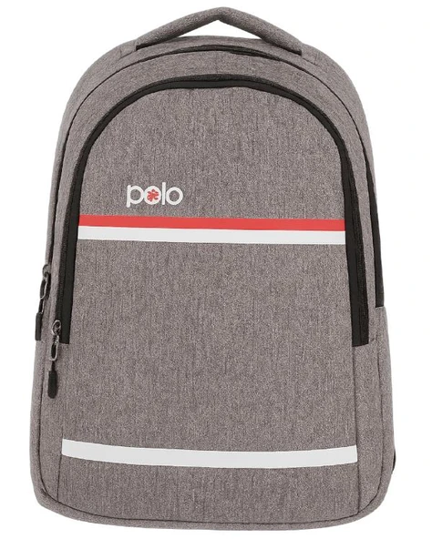 Temel My Polo Sırt Çantası Kırmızı Beyaz Çizgili Gri 8860 ürün görseli 1