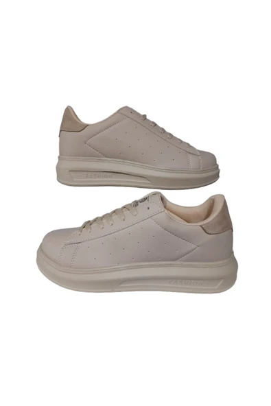DarkStep Bej Bağcıklı Unisex Günlük Şık Spor Ayakkabı ürün görseli 1