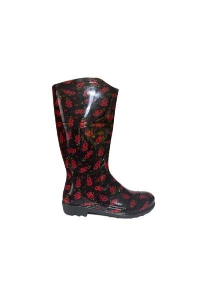 Emek Kadın Siyah-Beyaz Leopar Desenli 35 Cm Uzun Bahçe Yağmur Çizmesi EMKK309-210 ürün görseli 1