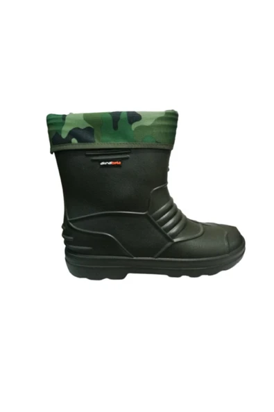 Akınal Bella Ab80-10 Unisex Haki Çoraplı Eva Ultra Hafif Poli Taban Kısa Yağmur Çizmesi ürün görseli 1