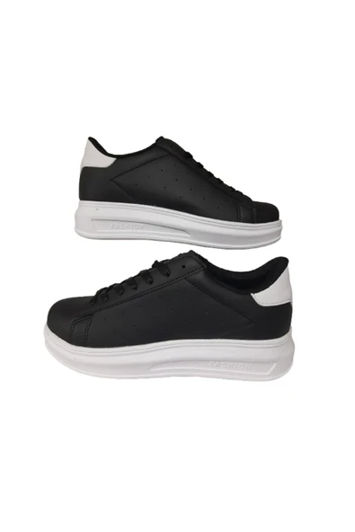 DarkStep Siyah Bağcıklı Unisex Günlük Şık Spor Ayakkabı ürün görseli 1