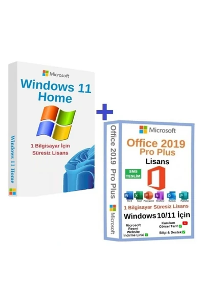 MICROSOFT Office 2019 Pro Plus Lisans Süresiz Windows 10 Home Lisans Süresiz - Sms Teslim. ürün görseli 1